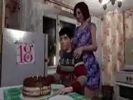 3d ladyboy step mom makes a gift to her son for birthday animated cd-trans