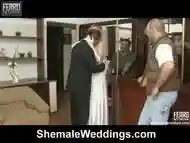 Fiery tranny bride gets blowjob from her hubby