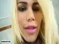 Hot blonde tranny with a big butt fucked in the ass