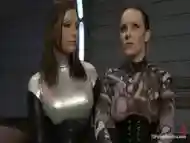 Katie St. Ives and tranny Eva Cassini enjoy futuristic fucking