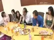 Several generations of Japanese sluts show their tits at dinner