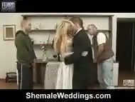 Tgirl bride and her hubby end up trying anal sex