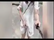 Asian Ladyboy Public eXXXposed flashing cock in a busy