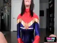 Aubrie Scarlett In Captain Marvel Cosplay Pov Tgirl Sex