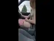 Blond Pretty Tranny Jerk herself off in Car