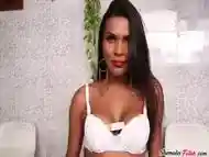 Brazilian trans babe with big tits smokes and teases solo