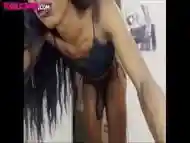 Ebony shemale with huge cock shows it off for us