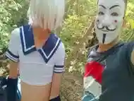 Femboy sucks Fox in public