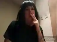 Fugly fat ts smokes and dildos her big ass solo