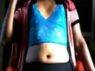 Indian CrossDresser Krithi Sexy BELLY TEASE in Blue LINGERIE