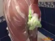 Ladyboy Wicky Takes Shower And Jerks Off After It