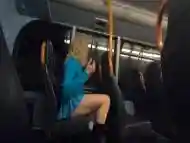 Mini skirt bus wank