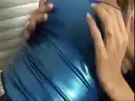 Paola in blue latex fucks Guy Tavares