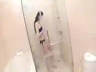 Post op ladyboy Tukta rubs her pussy in the shower