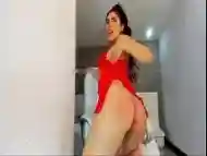 Red dress tranny jerk off