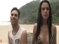 Rough Sex On The Beach With A Very Kinky Shemale