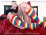 Sexy FTM Trans Man plays with his hairy pussy in socks