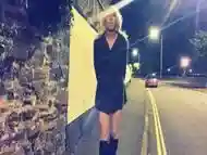 Sexy Mature She-Male Flashing at the Roadside