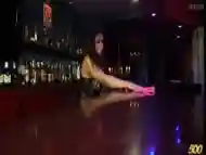 Shemale sucks dick in a bar and gets anal banged