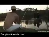 Shemale witches fuck and piss on guys in the open