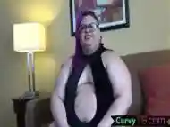 Solo SSBBW shemale teases her nipples