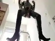 Suspended Sissy Slave Boy Slut Titplay and Cockjerk