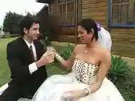 TS bride can''t wait as she sticks her big Tcock in the guy''s ass right after the wedding