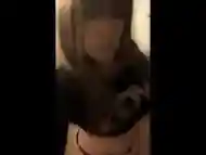 Tranny skank teases horny perverts while smoking a cigarette solo