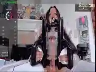 cosplay poor shemale chick masturbates with a powerful machine