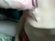 super cute TS jacks off while giving head &amp; takes facial cum