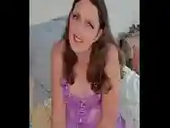 Brunette in purple solo asking for it