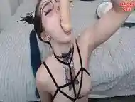 Cute Tattooed Passion Passionately Sucks A Big Rubber Dick And Gets A Decent Facial