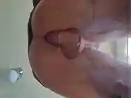 Femboy cumshot on the glass anal masturbation