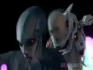 Hot alien sex on th exoplanet! An alien gets fucked by a spacewoman in spacesuit with strapon