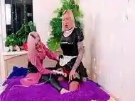 Sexual MILF playing with hot fetish trans maid (Arya Grander)