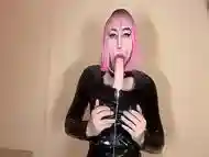 Sissy Dildo Blowjob with Fake Boobs Fun