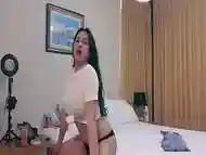 trans anairb gorgeous shemale striptease and play her cock