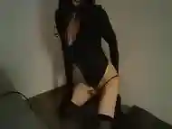 Cute crossdresser playing with ass and cums