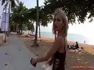 Exotic beach pick-up with gorgeous dick-girl