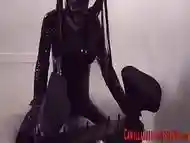 Latex tgirl pounds slave