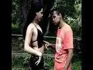 RAndy ass fucking guy and shemale  in the woods