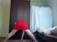 RED Mini Dress White Sexy Trans Cute Sissy Big Butt Solo Performer Crossdresser Model Cosplayer Femboy Striptease MTF