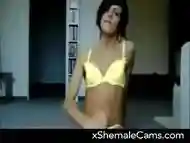 Sexy trap shemale masturbates and cums on cam