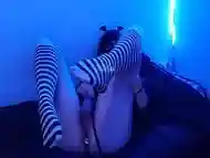 THIGH HIGH FEMBOY PLAYS WITH HER PLUG AND DILDO