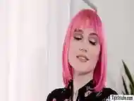 TS pink haired fucks her online date