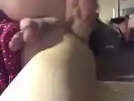 Tiny slit sissy fucks herself