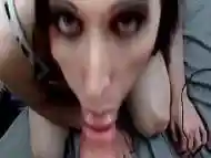 Tranny sucking cum out of a cock