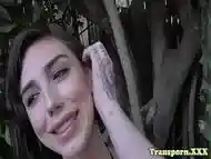 Young trans beauty spreads ass before jerking