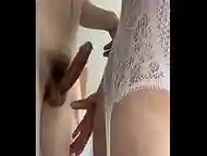 boyfriend fucks latina shamale against window