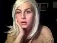 Aroused blonde shows off her tranny skills